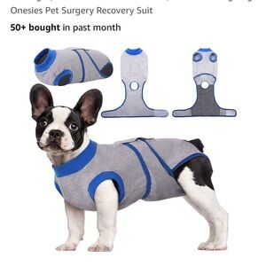Gray and Blue Cat or Dog Recovery Suit